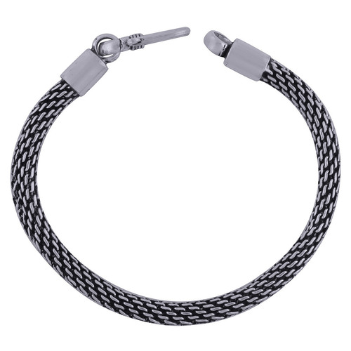 Textured Plain 925 Sterling Silver Bracelet - 7.5 Inch Length x 5 mm Width | Classic Design for Men, Women, and Children