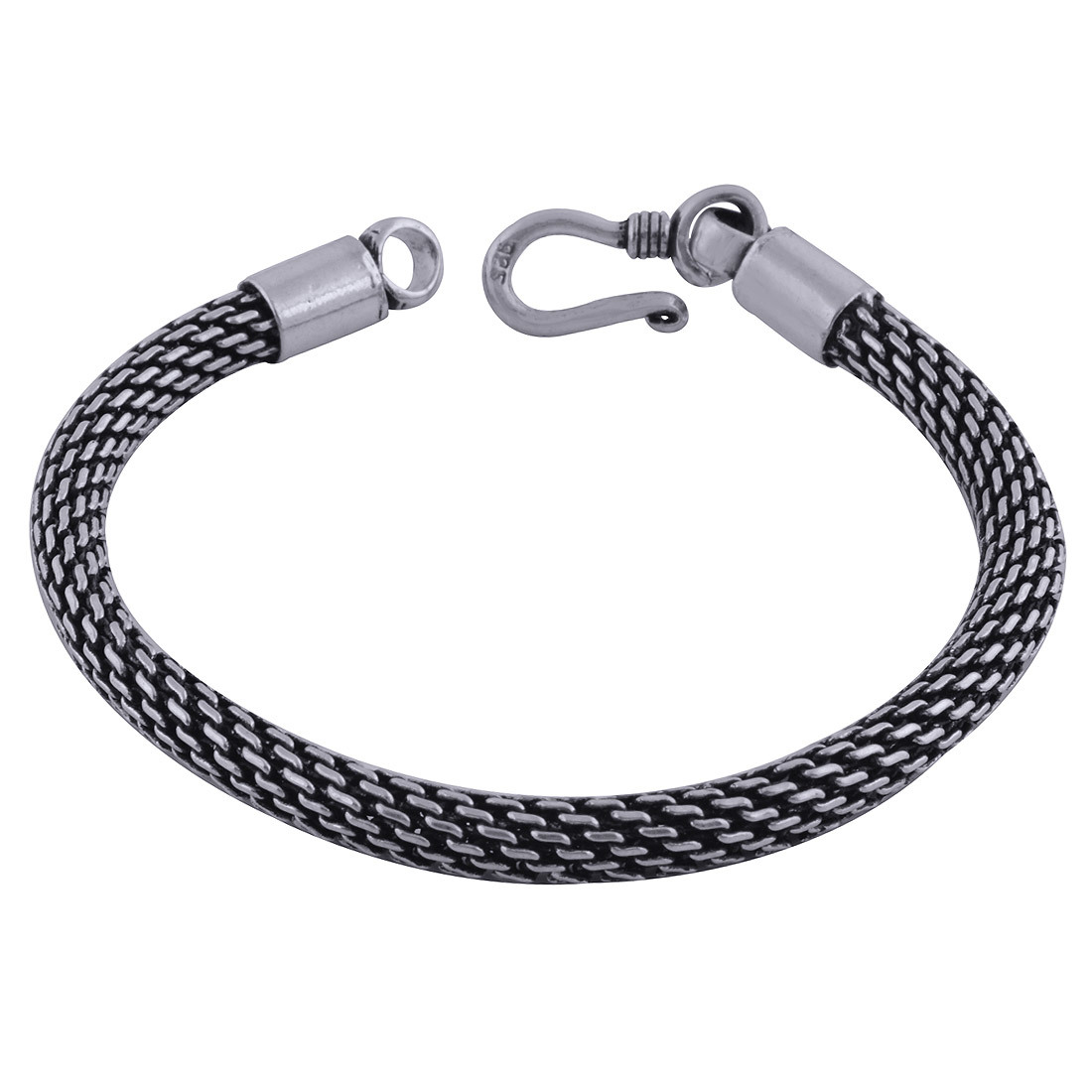 Textured Plain 925 Sterling Silver Bracelet - 7.5 Inch Length X 5 Mm Width | Classic Design For Men, Women, And Children