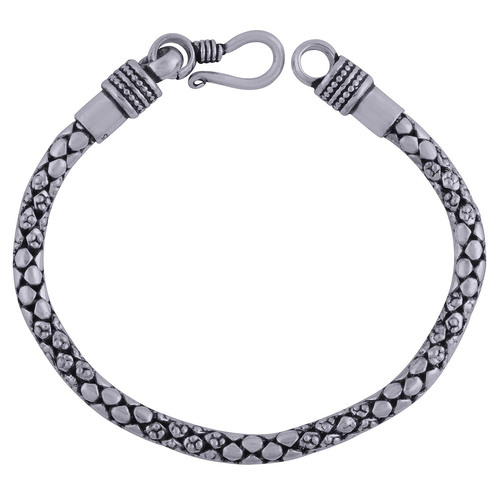 Textured Plain 925 Sterling Solid Silver Bracelet Diameter: Length: 8 Inch X Width: 5 Mm Millimeter (Mm)