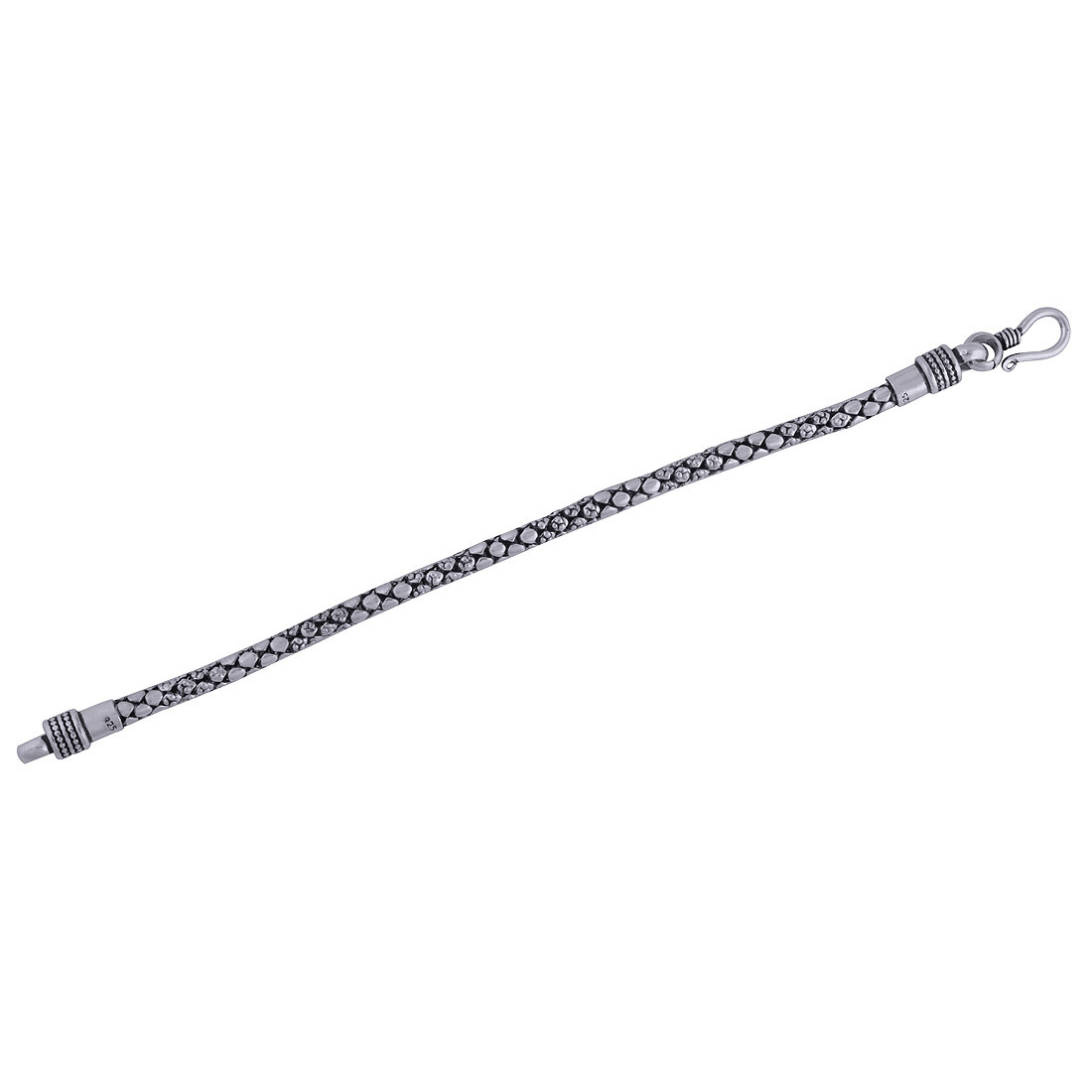 Textured Plain 925 Sterling Solid Silver Bracelet Diameter: Length: 8 Inch X Width: 5 Mm Millimeter (Mm)