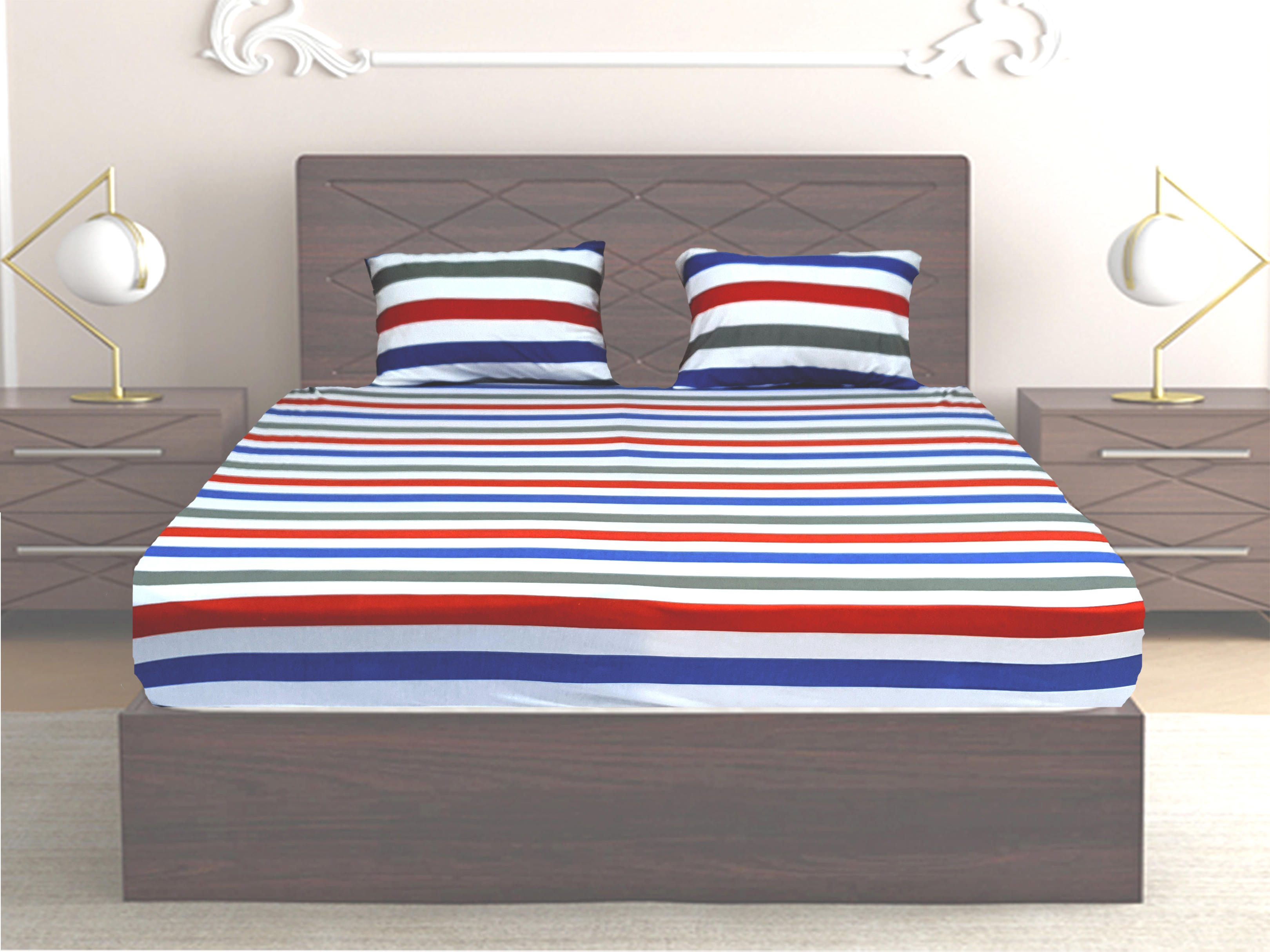Aalingana S 100% Cotton Printed Jersey Fitted Sheets - Color: Multicolor