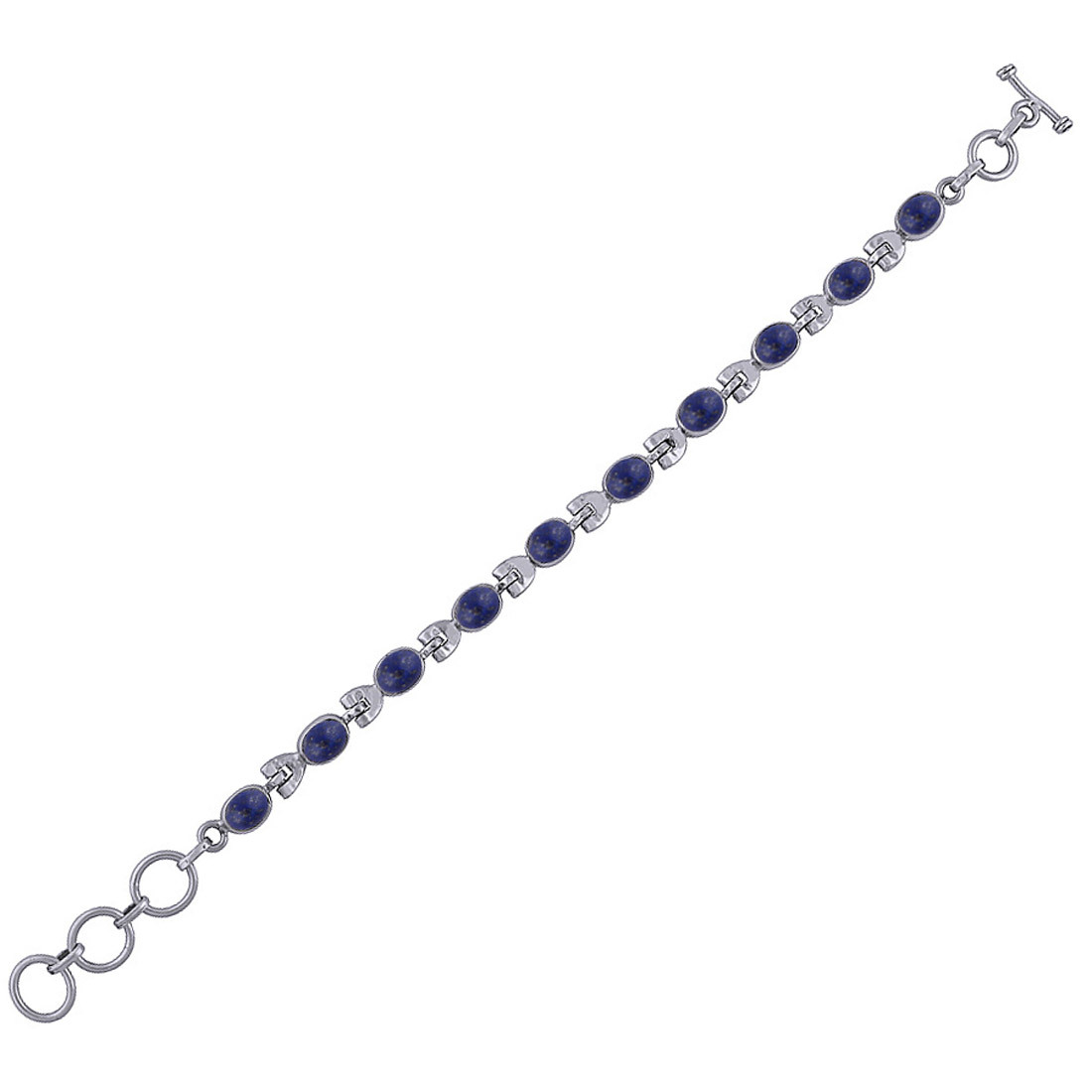 Rainbow Natural Gemstone 925 Sterling Solid Silver Oval Cabochon Handmade Bracelet Diameter: Length:8 Inch X Width:6 Mm Inch (In)