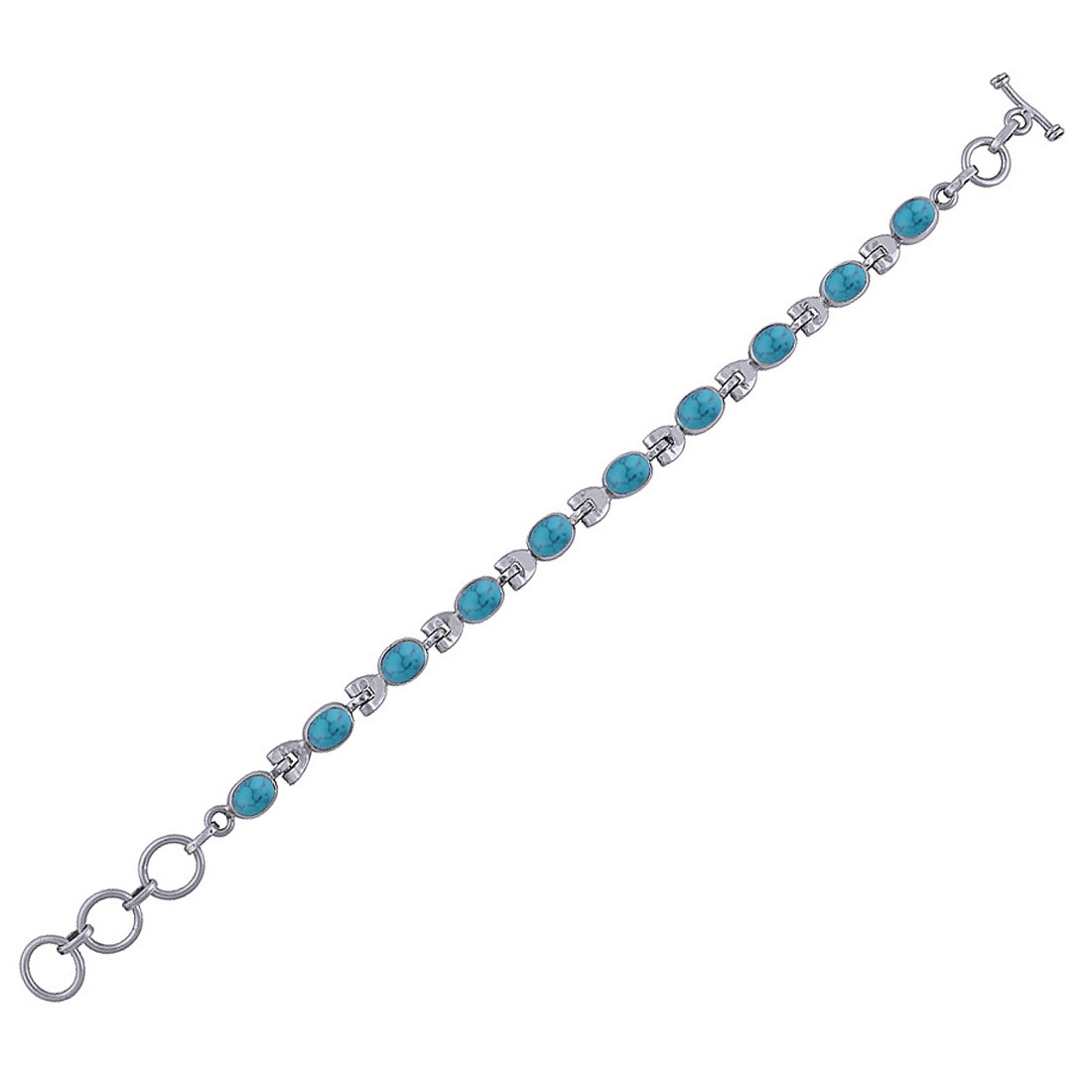 Rainbow Natural Gemstone 925 Sterling Solid Silver Oval Cabochon Handmade Bracelet Diameter: Length:8 Inch X Width:6 Mm Inch (In)