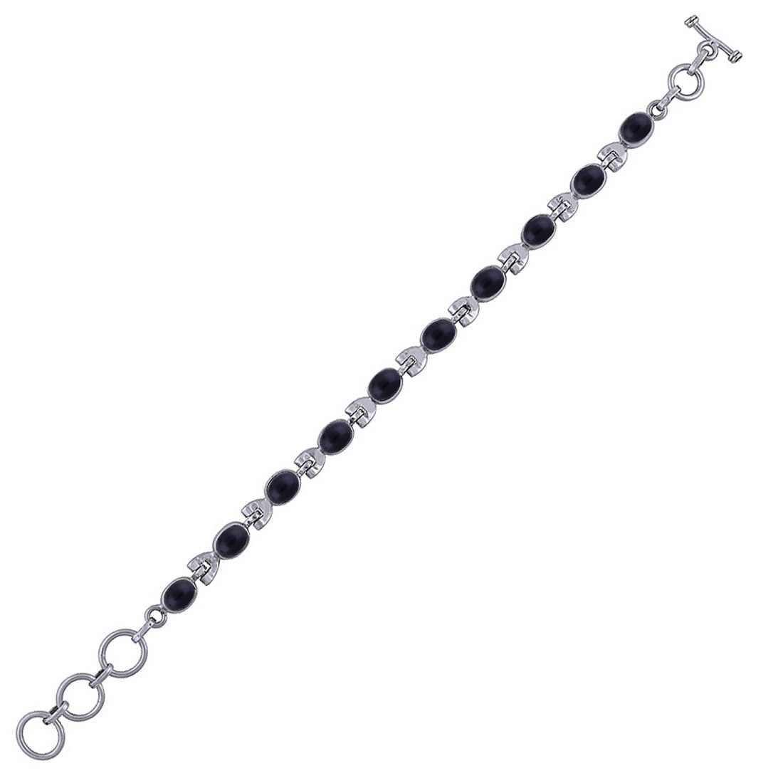 Rainbow Natural Gemstone 925 Sterling Solid Silver Oval Cabochon Handmade Bracelet Diameter: Length:8 Inch X Width:6 Mm Inch (In)