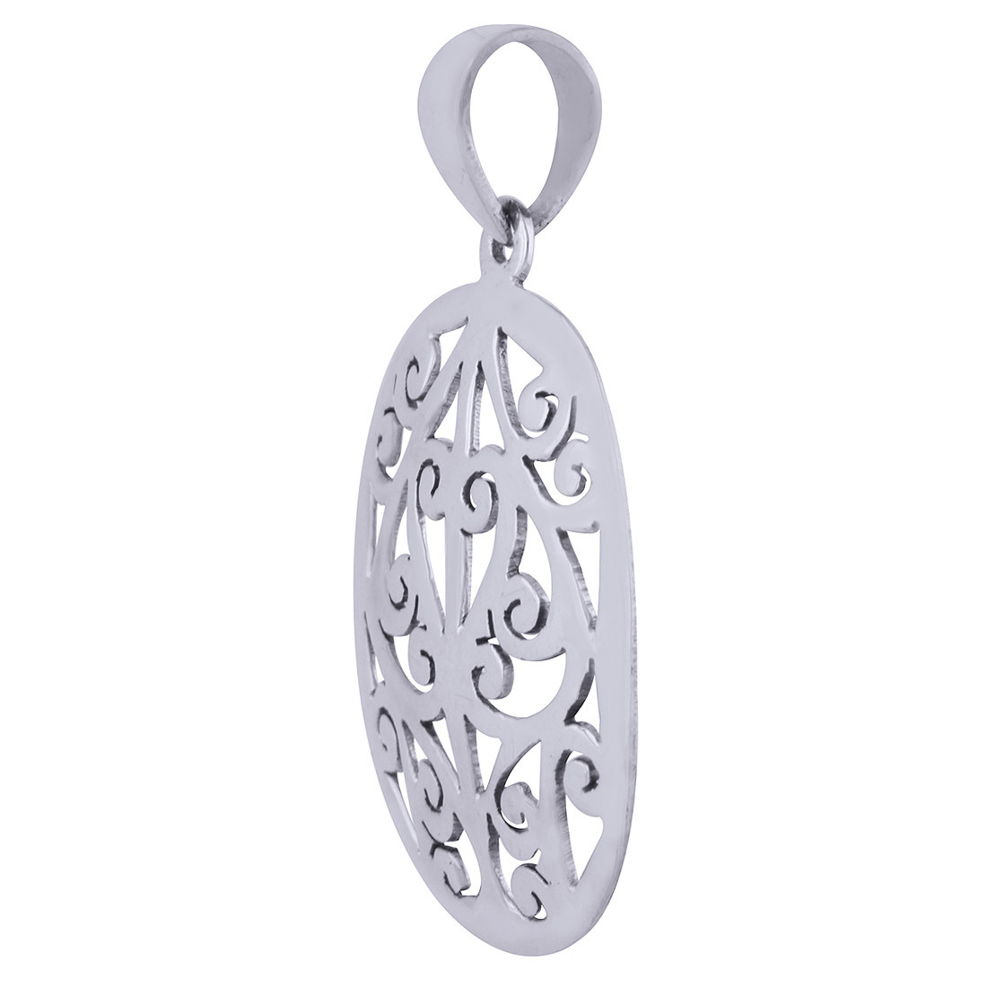 Authentic Jali Cut Work Pendant - 925 Sterling Silver, 36mm X 21mm, Weighs 2.2 Grams
