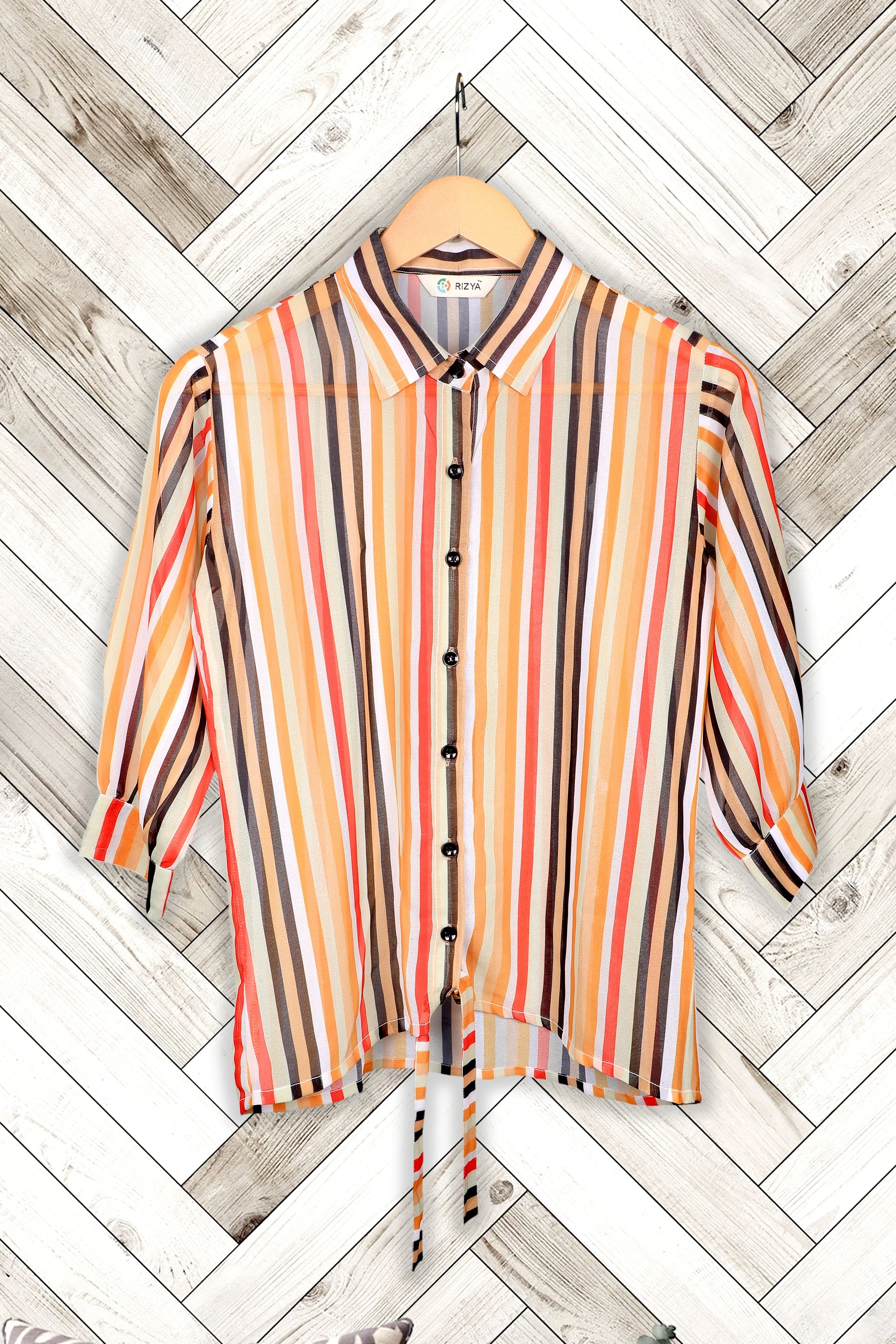 Women Western Top & Tunics - Georgette Material, Size S (36) To Xl (42), Color White, Length 24 Cm, Full Sleeves, Printed Pattern, Casual Wear
