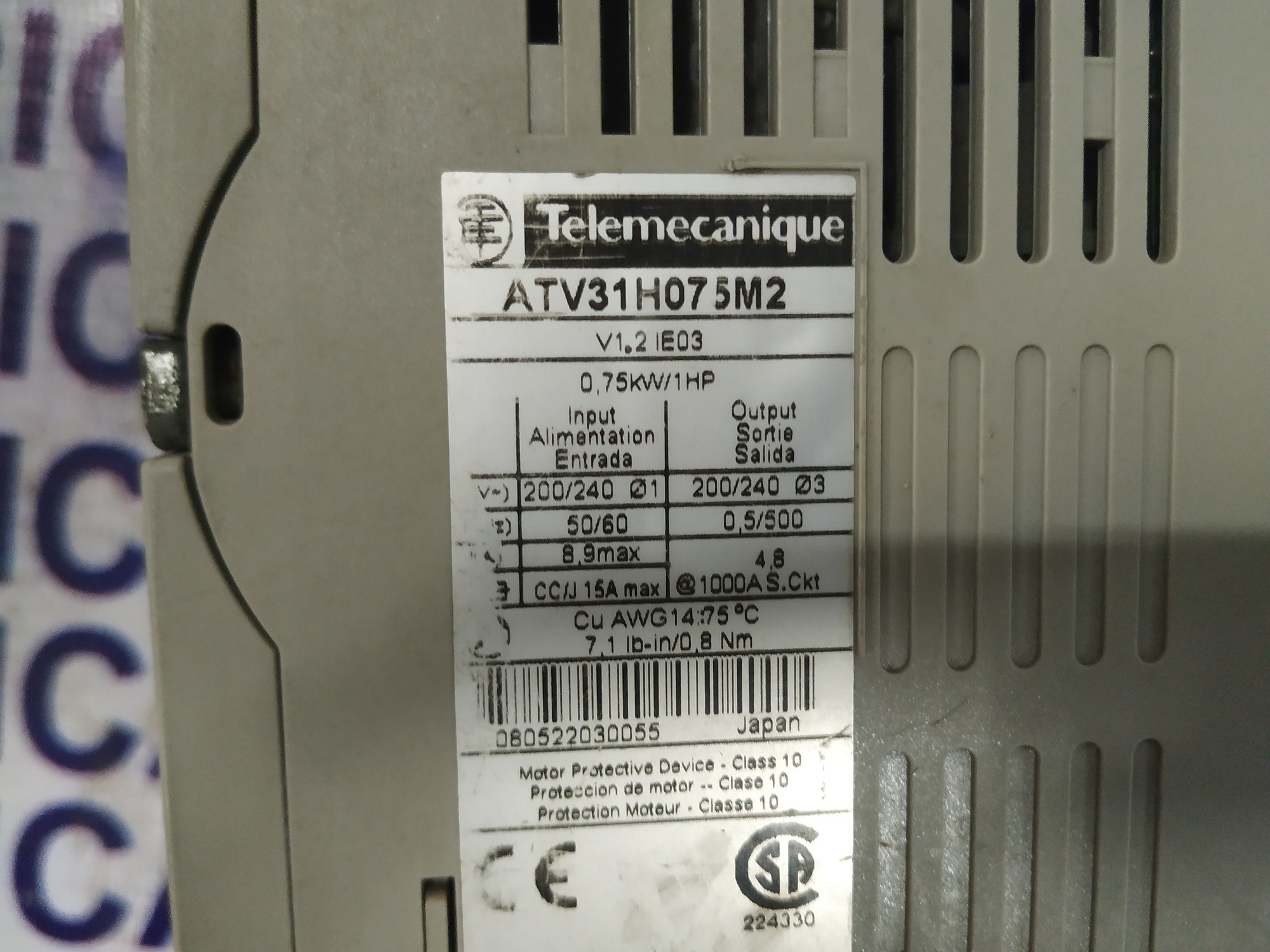 Telemecanique Variable Speed Drive Atv31h075m2