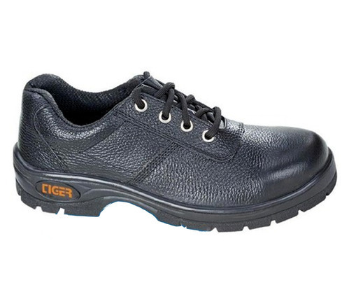 Tiger Safety Shoe - Barton Grain Leather, Size 6-12, Black Color | Low Ankle Design, Steel Toe Cap, Foam Padded Lining