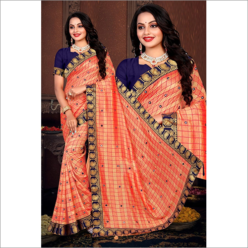 Casual Ladies Partywear Sarees With Diamond Border