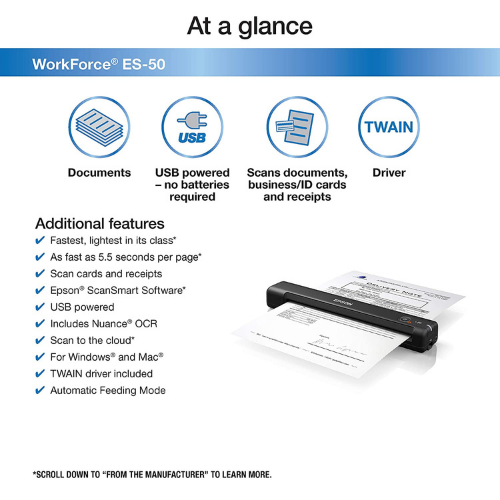 Epson Es-50 Portable Sheetfed Document Scanner