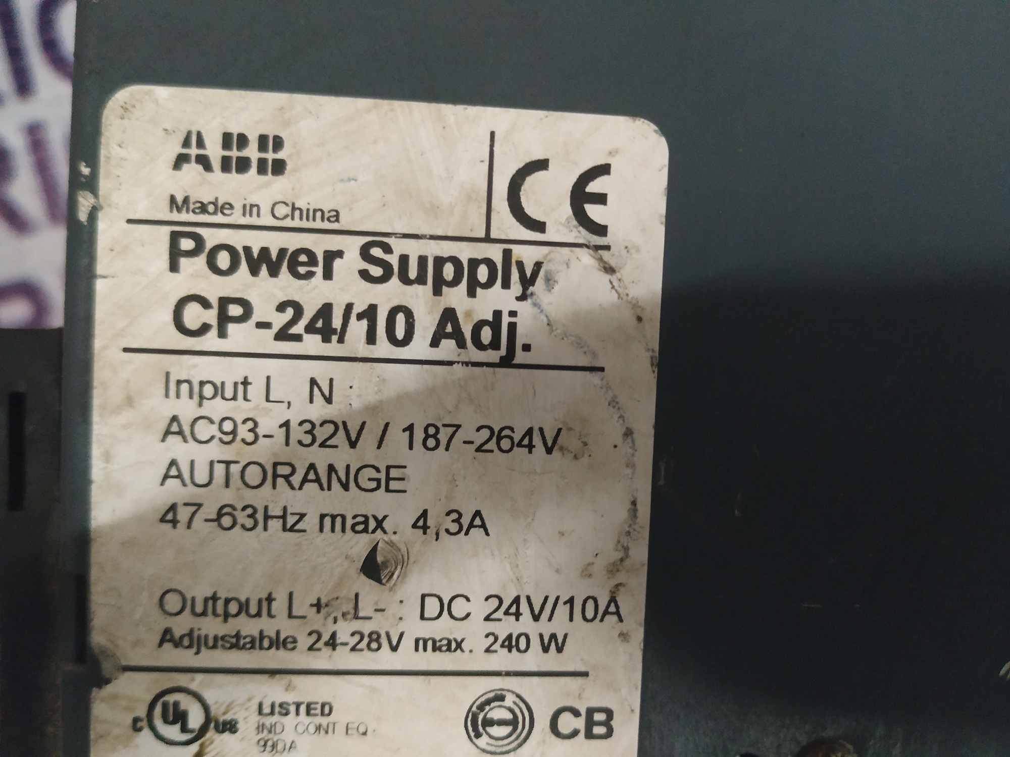 Abb Power Supply Cp-24/10 Adj