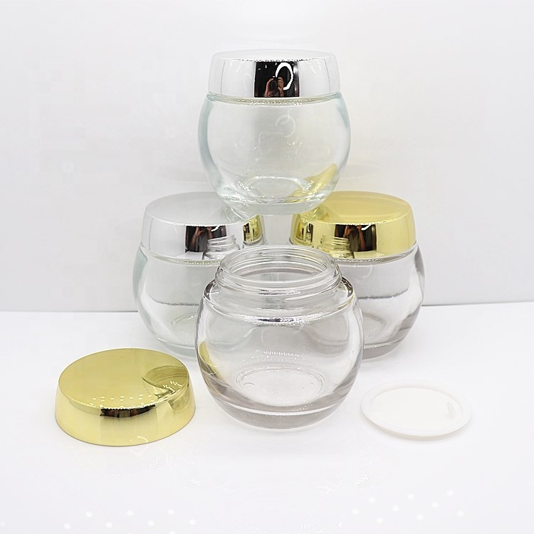 Cosmetics Glass Jar - Glass, 30 And 50 Ml, Clear Color, Round Shape, Screw Cap, Screen Printing | Ideal For Skin Care Creams