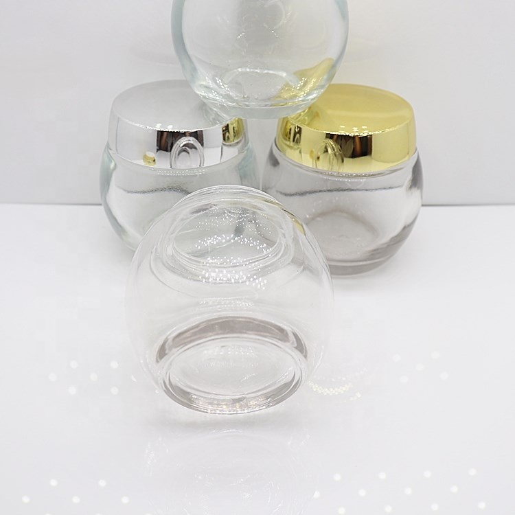 Cosmetics Glass Jar - Glass, 30 And 50 Ml, Clear Color, Round Shape, Screw Cap, Screen Printing | Ideal For Skin Care Creams
