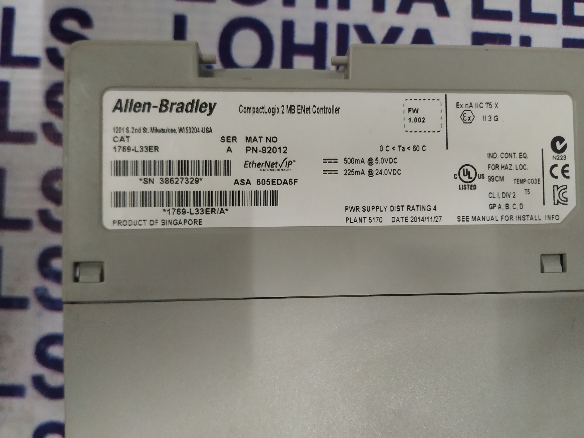 Allen Bradley Compactlogix Controller 1769-l33er