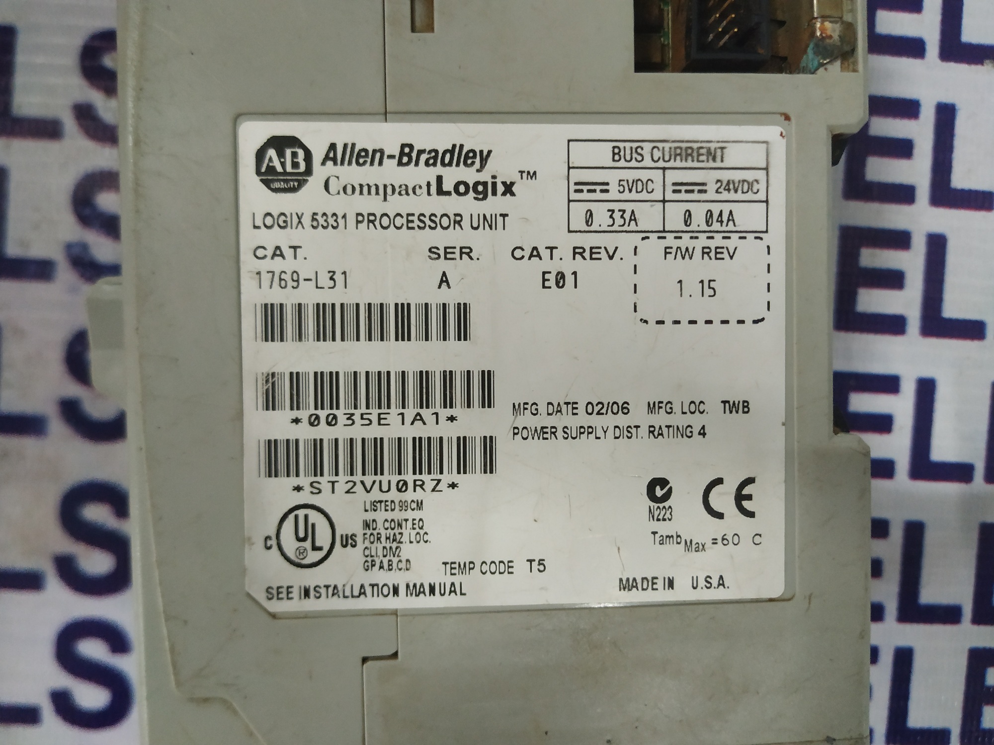 Allen Bradley Compactlogix Controller 1769-l31