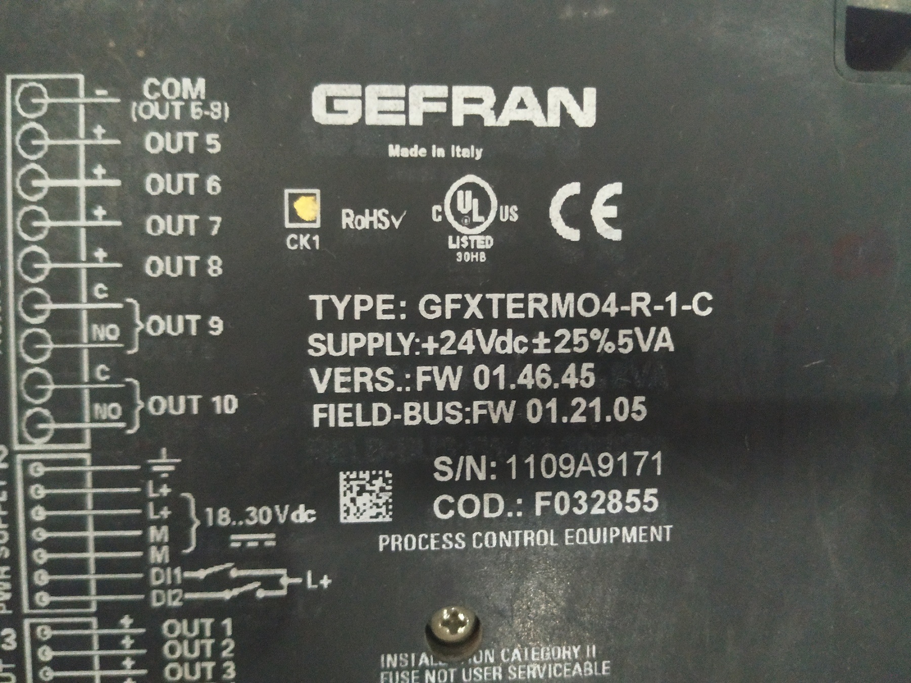 Gefran Process Controller Module Gfxtermo4-r-1-c