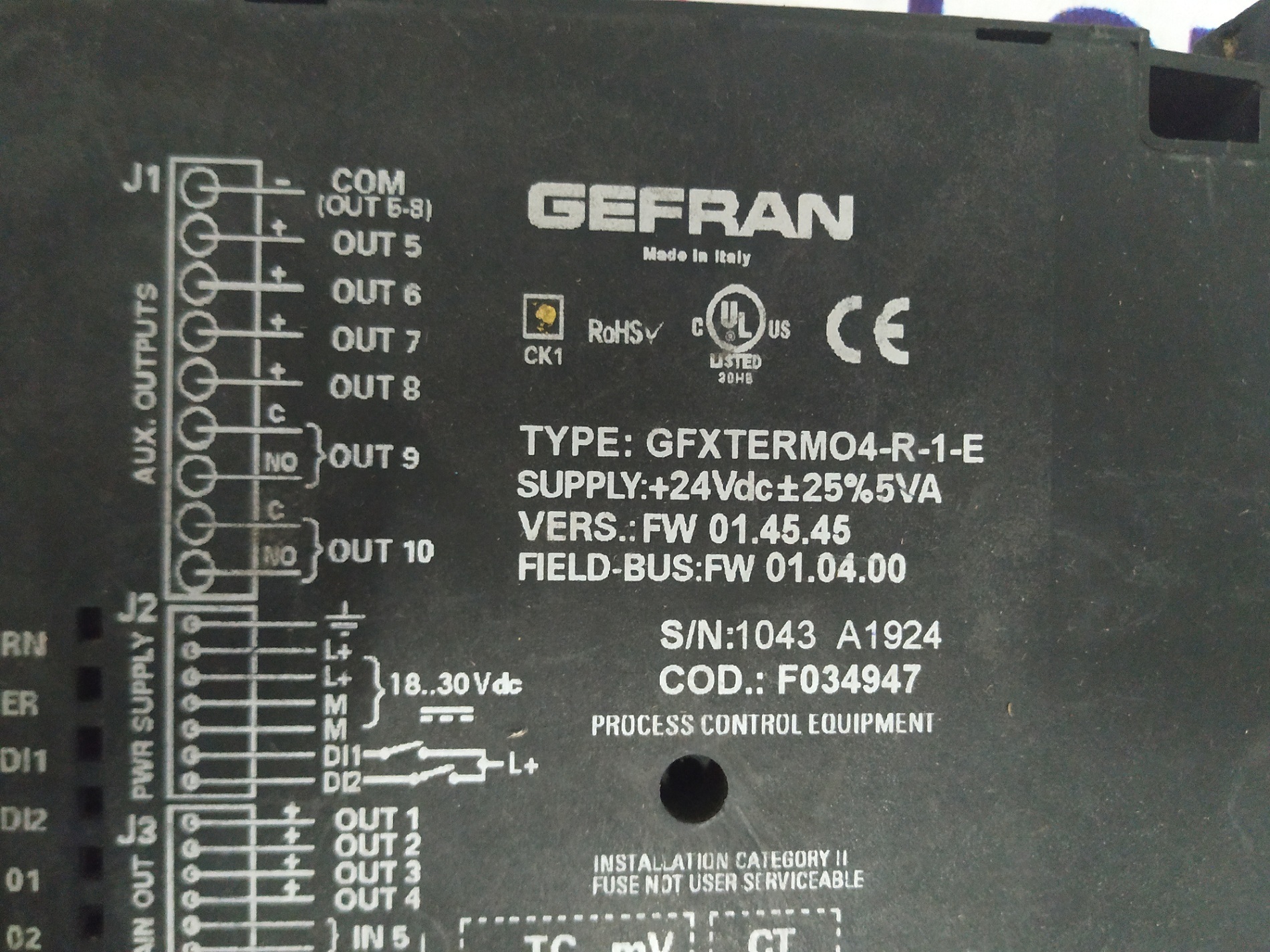 Gefran Process Controller Module Gfxtermo4-r-1-e