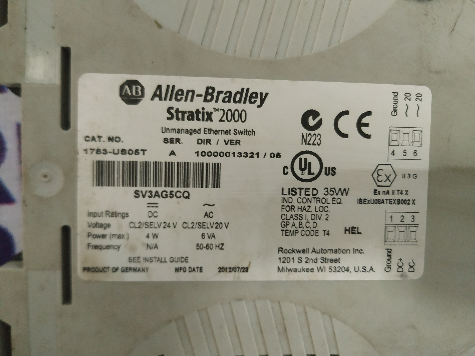 Allen Bradley Ethernet Switch 1783-us05t