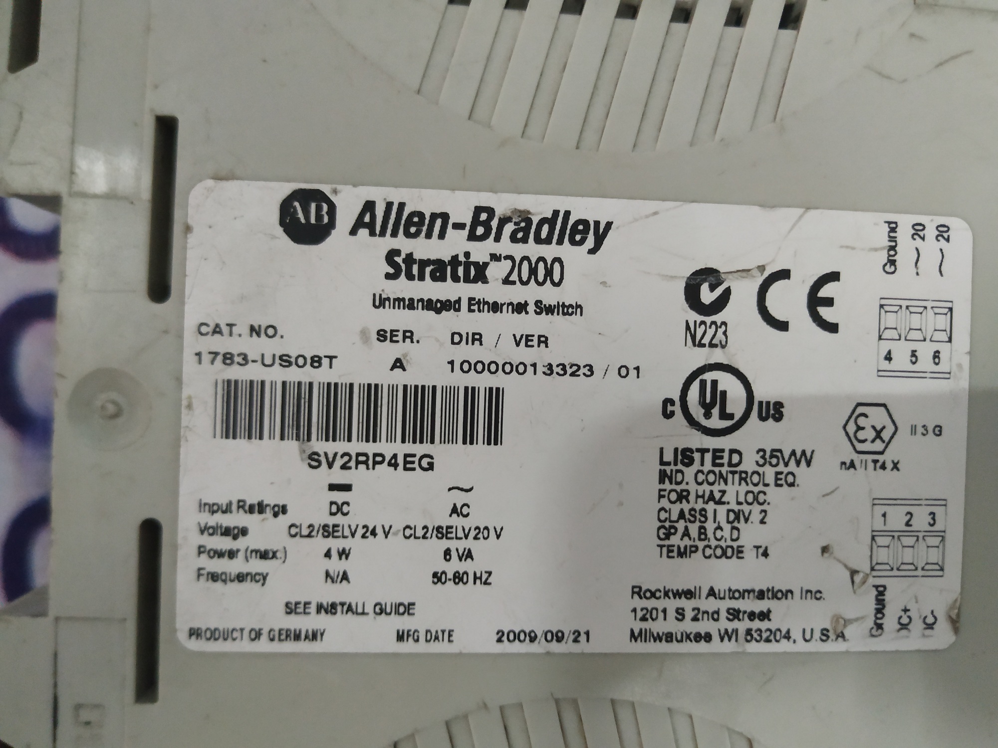 Allen Bradley Stratix 2000 Ethernet Switch 1783-us08t