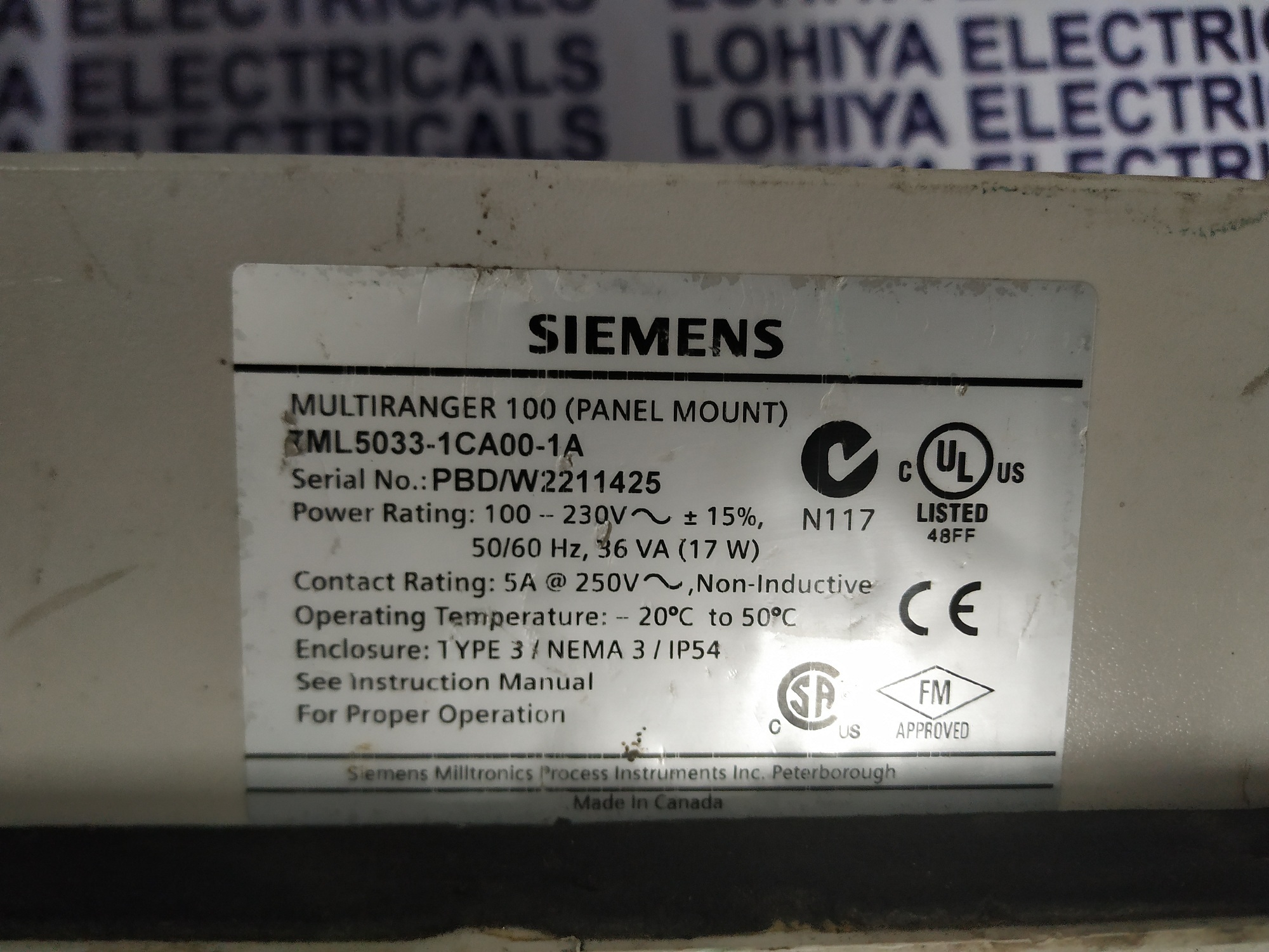 Siemens Multiranger 100 Controller 7ml5033-1ca00-1a