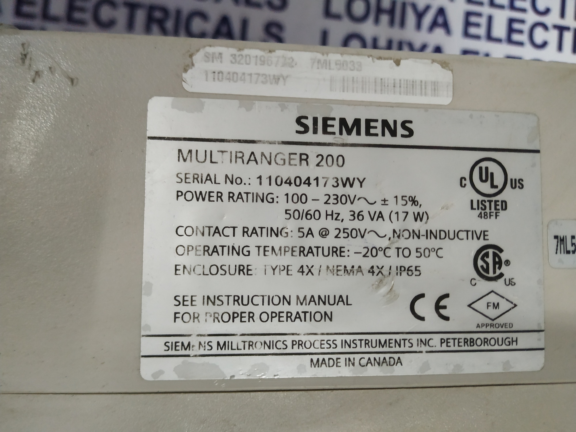 Siemens Multiranger 200 Transmitter 4x/nema 4x/ip65
