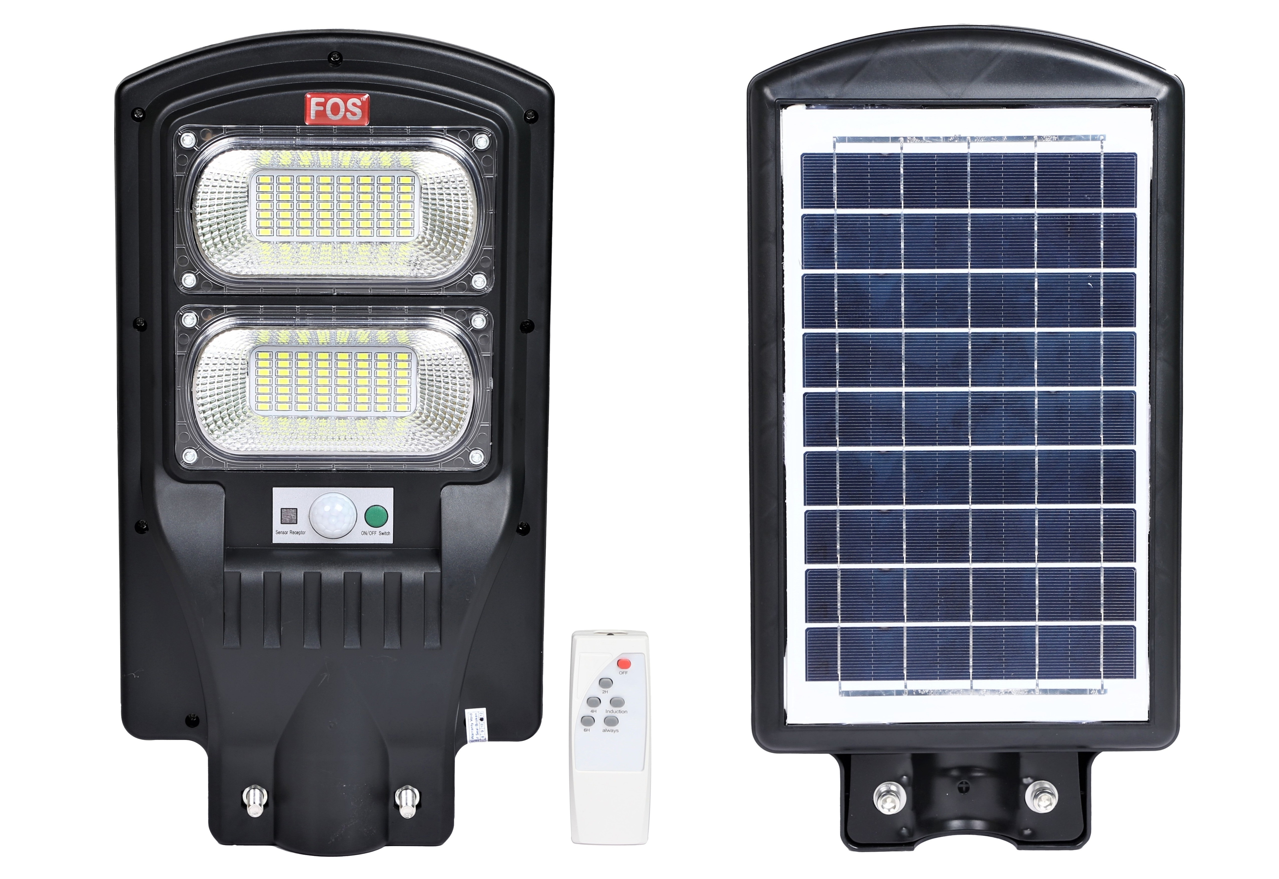 Black Fos Solar Led Street Light 40w With Remote Control - Cool White 6500k (Ip 65 Water-proof)