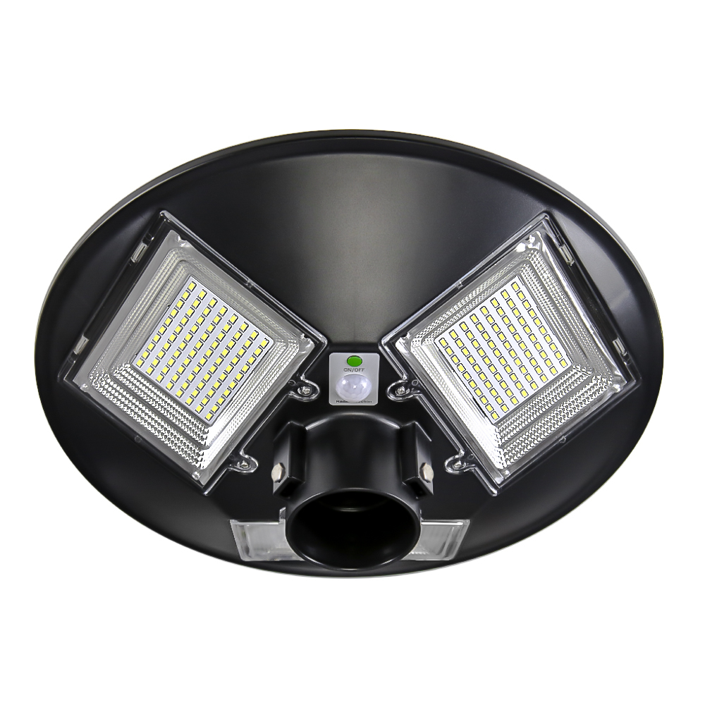 Black Solar Led Courtyard Lamp 120w With Remote-controller Motion Sensor (Built-in 15000 Mah Lifepo4 Battery And 15 W Solar Panel - Cool White 6500k)