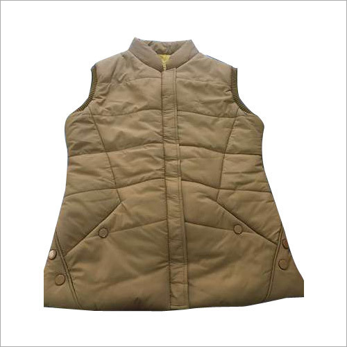 ब्राउन लेडीज़ स्लीवलेस जैकेट