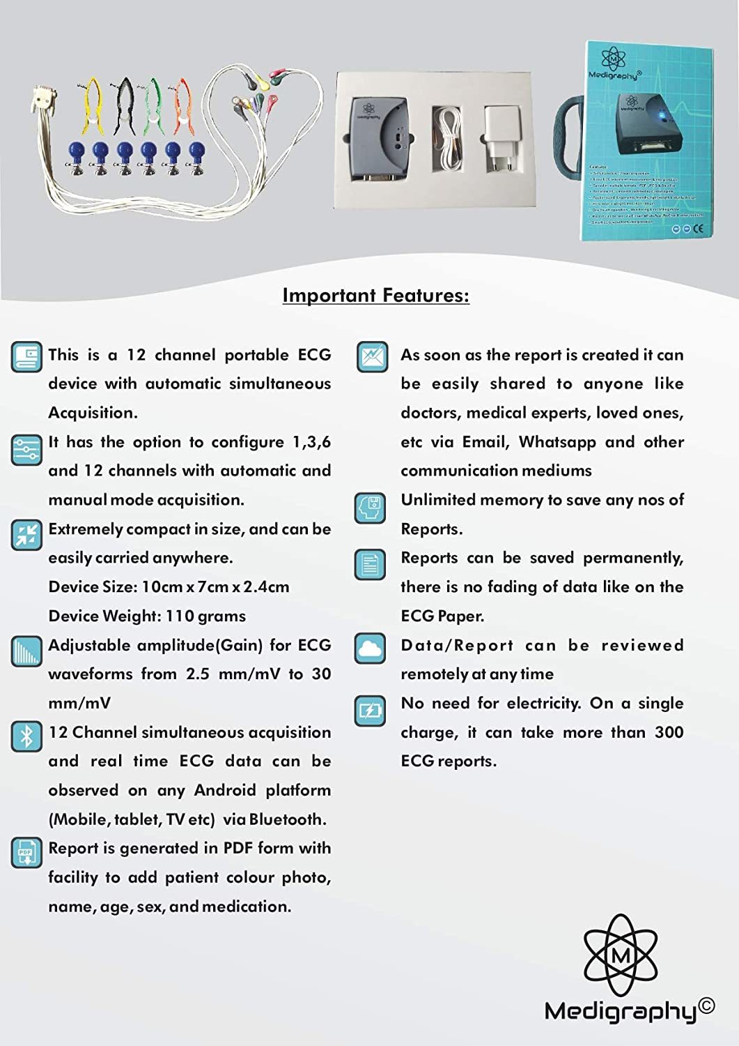 Gray 12 Channel Ecg Recorder