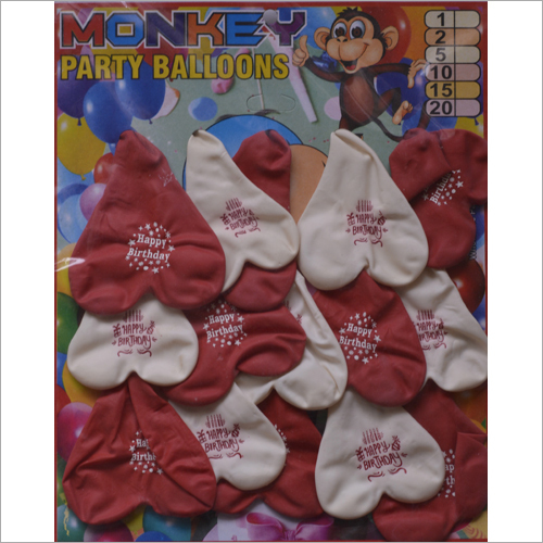 Red And White Heart Shape Balloon - Rubber Material, 15 Pieces | Attractive Heart Design With "Happy Birthday" Print, Decorative Colors