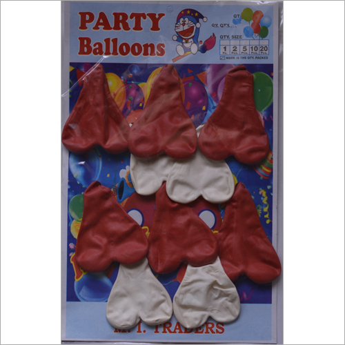 Red And White Balloon - Heart Shape, Rubber & Other Materials, Red And White Colors | Pack Of 20 Balloons For Celebrations