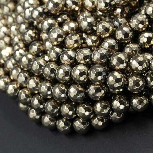 Pyrite F1 - Pyrite 6-8mm Round Brass | Natural Beauty, Unique Texture, Durable Strand