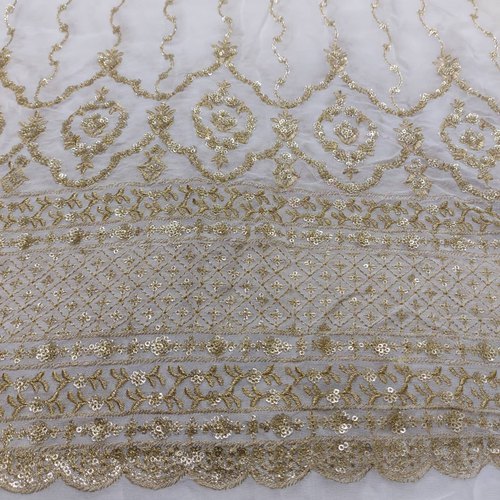Viscose Georgette Sequence & Jari Embroidery Work Fabric