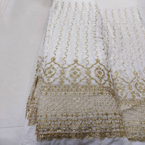 Viscose Georgette Sequence & Jari Embroidery Work Fabric