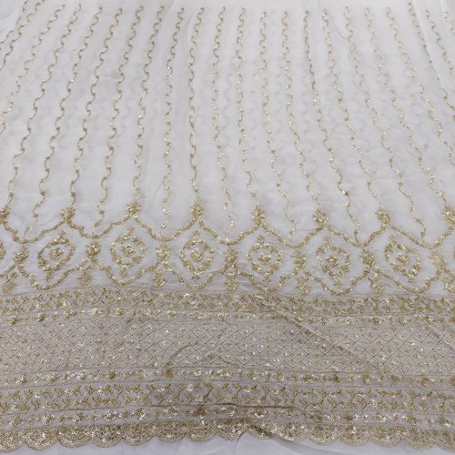 Viscose Georgette Sequence & Jari Embroidery Work Fabric