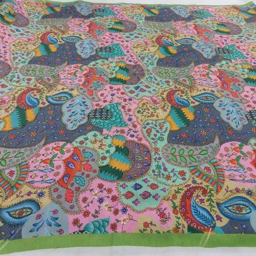 Pure Silk Jari Embroidery And Printed Work Fabric