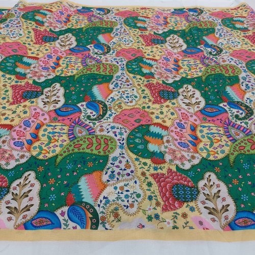 Pure Silk Jari Embroidery And Printed Work Fabric