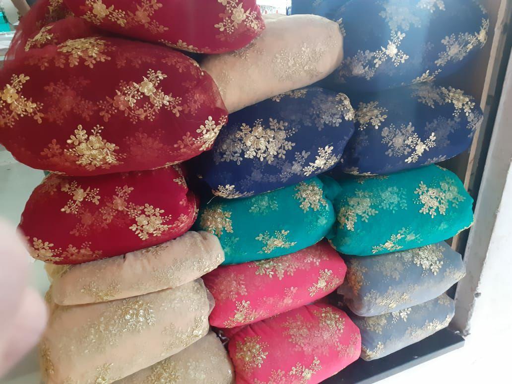 Embroidery Net Fabric - Viscose, 25m Length, 44 Inch Width, Multi Color, Embroidered Pattern | Shiny, Tear-resistant, Washable