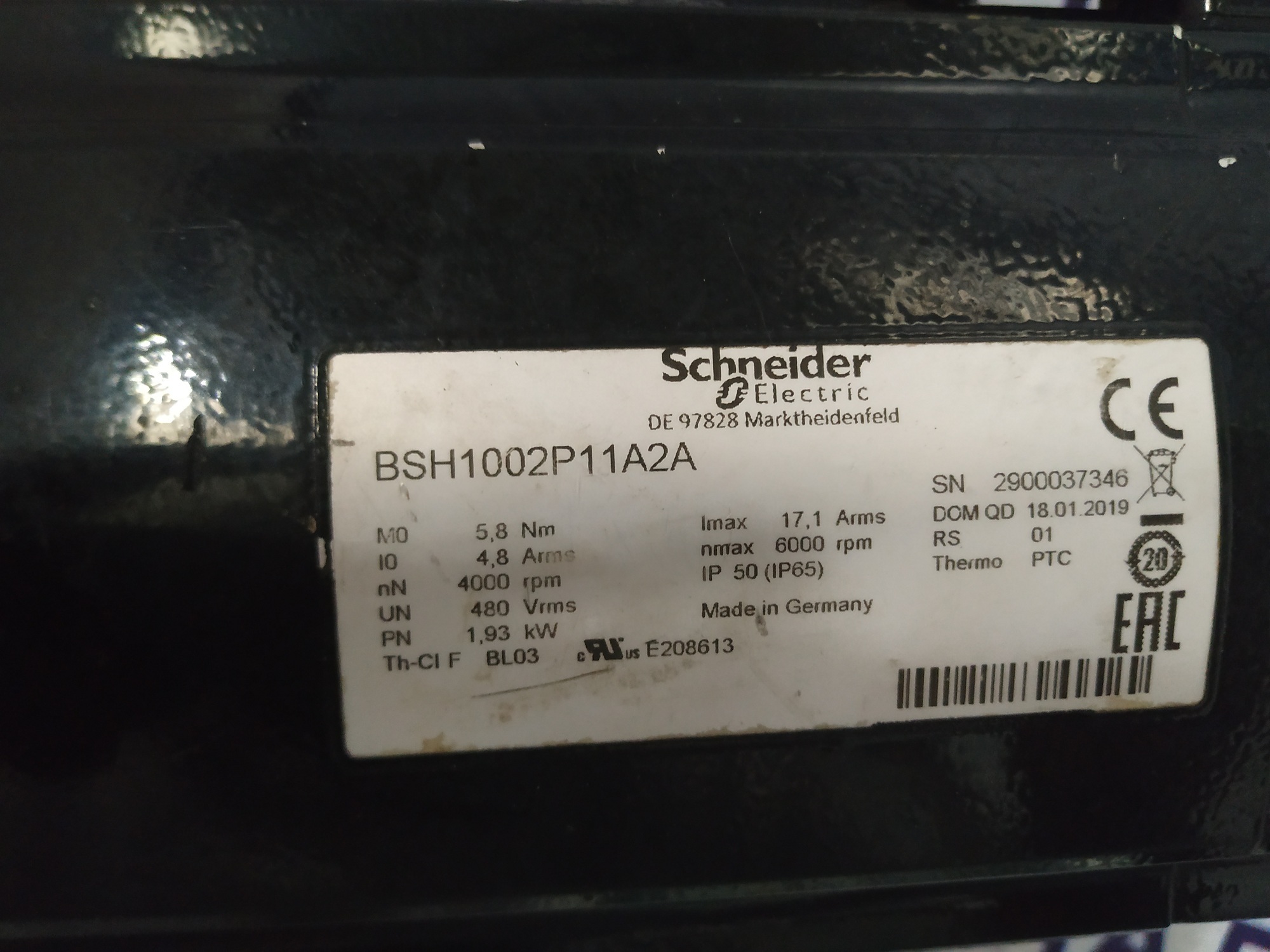 Schneider Ac Servo Motor Bsh1002p11a2a