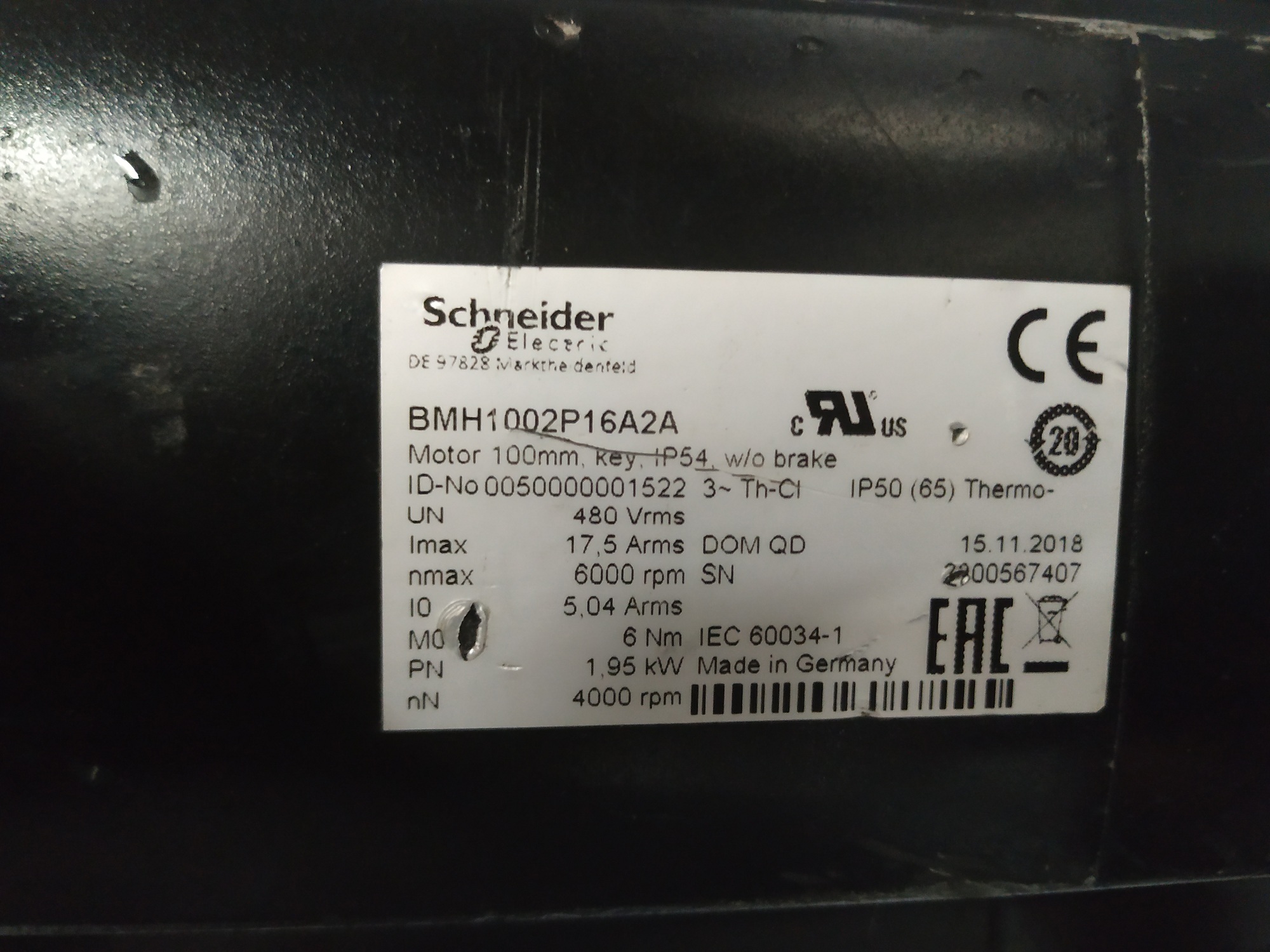 Schneider Servo Motor Bmh1002p16a2a