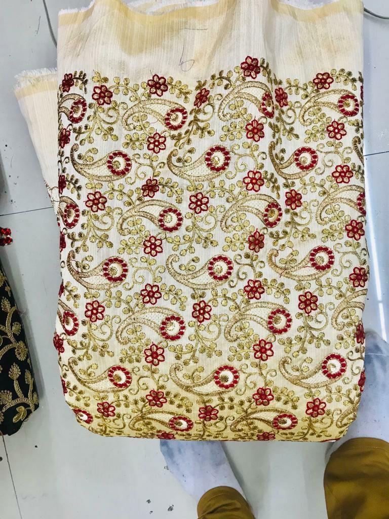 Designer Sherwani Fabric - Georgette & Malabari, 54 Inch Width, 25 Meter Length, Multi Color | Embroidered, Tear-resistant, Washable, Skin Friendly