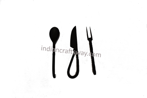 Hand Forged Viking Cutlery Set - Color: Black
