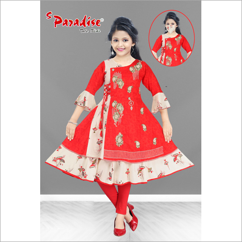 पैंट और मास्क के साथ फैंसी लॉन्ग कुर्ती सेट आयु वर्ग: 1-12 वर्ष