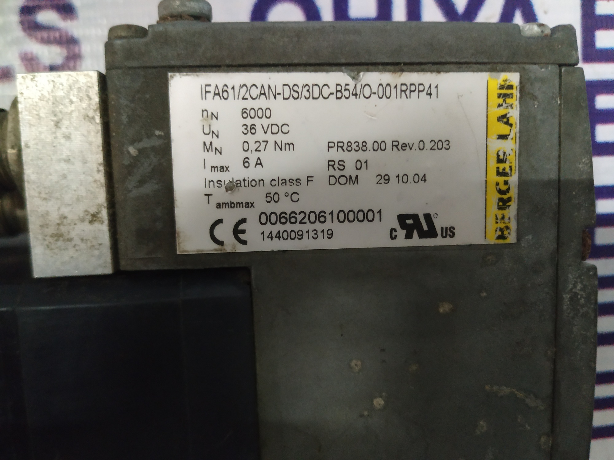 Berger Lahr Servo Motor Ifa61/2can-dc/3dc-b54/0-001rpp41