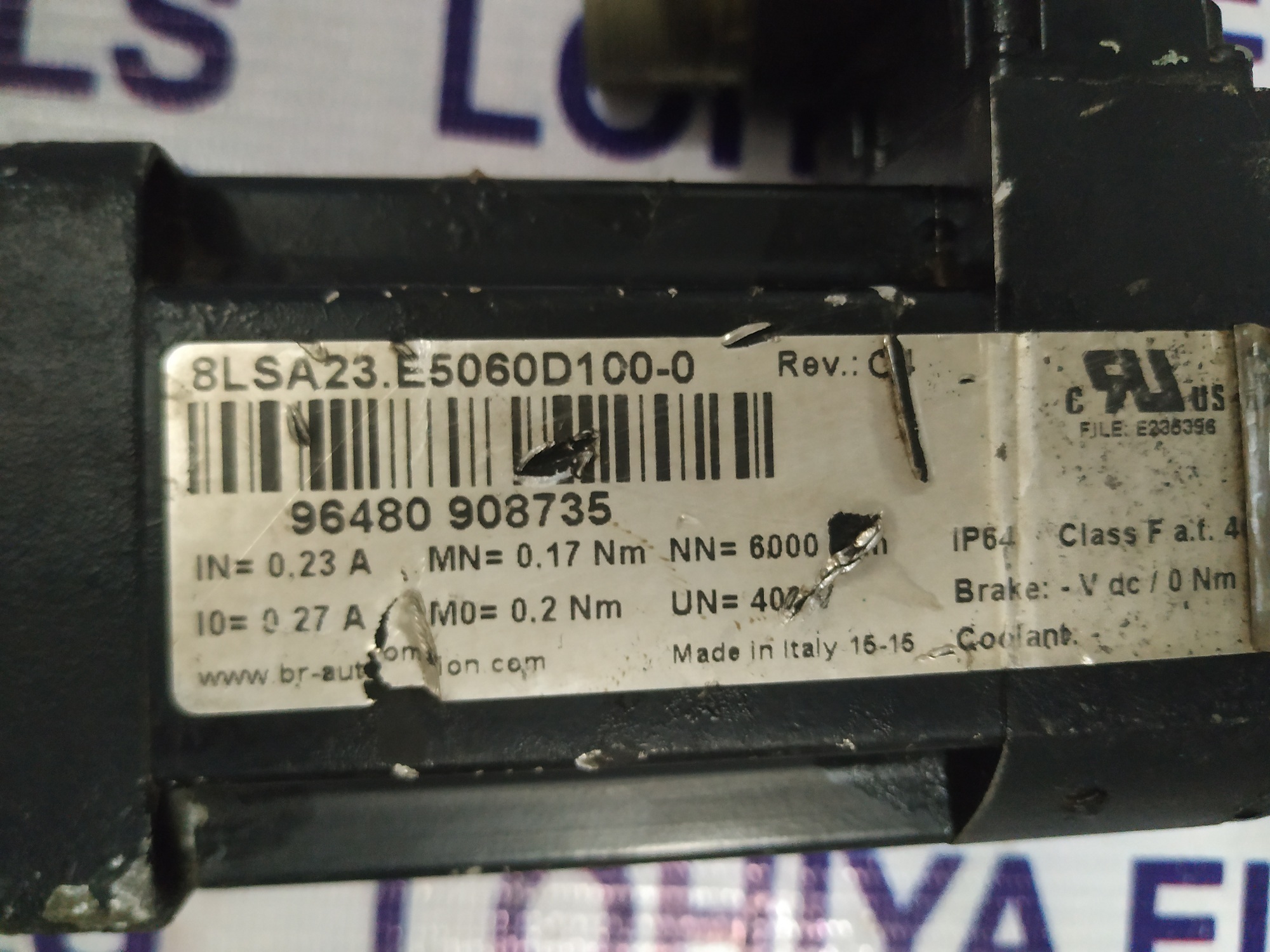 B&r Servo Motor 8lsa23.e5060d100-0