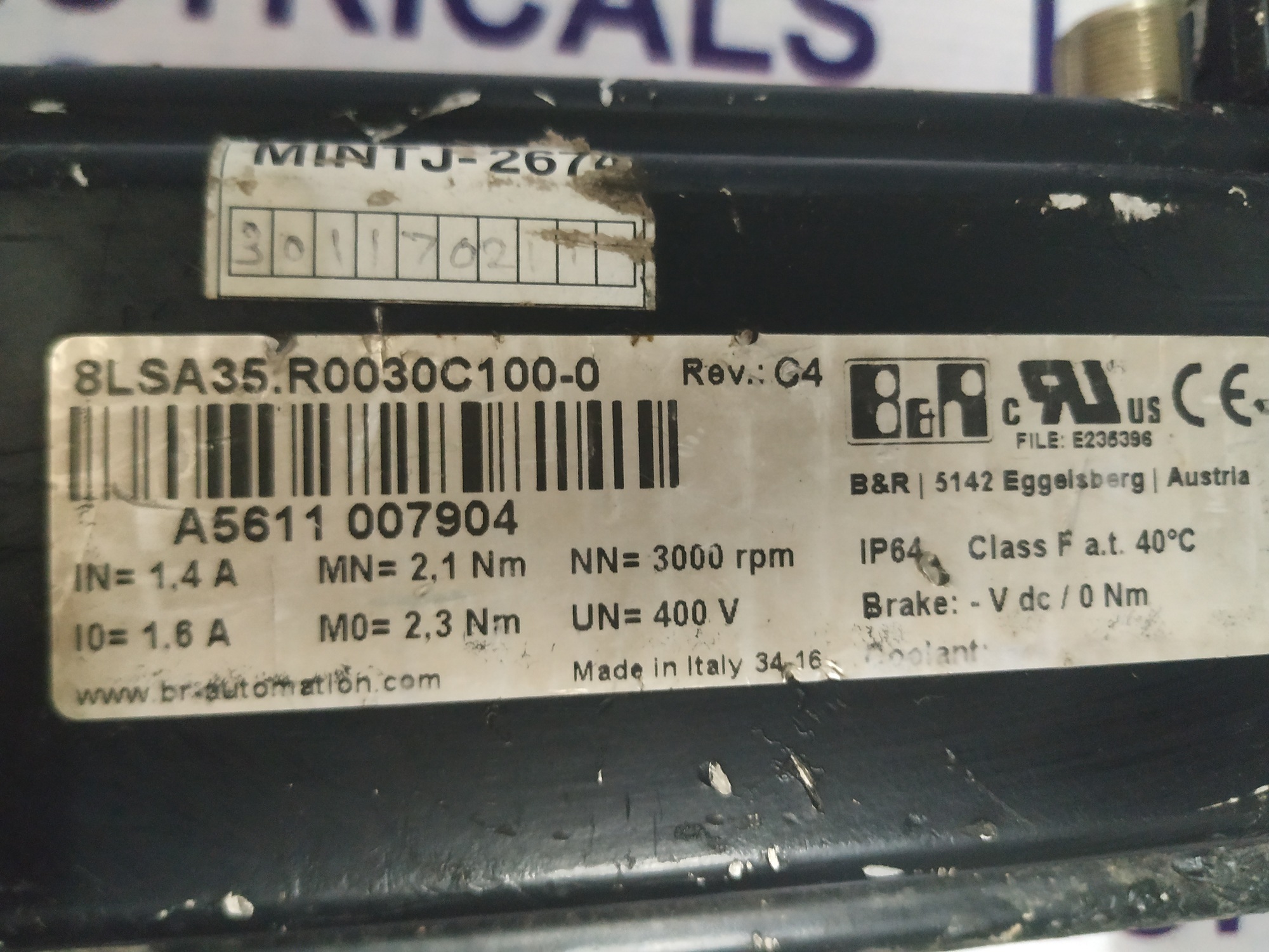 B&r Servo Motor 8lsa35.r0030c100-0
