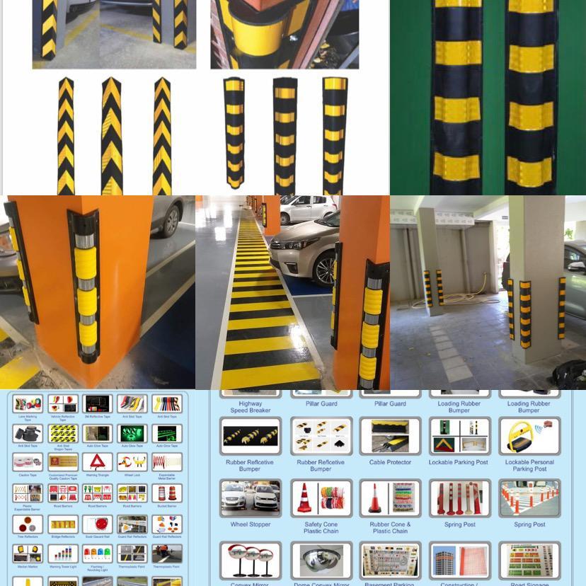 Pillar Corner Guard - Rubber, 100x100x900mm, Black, Road Safety Usage