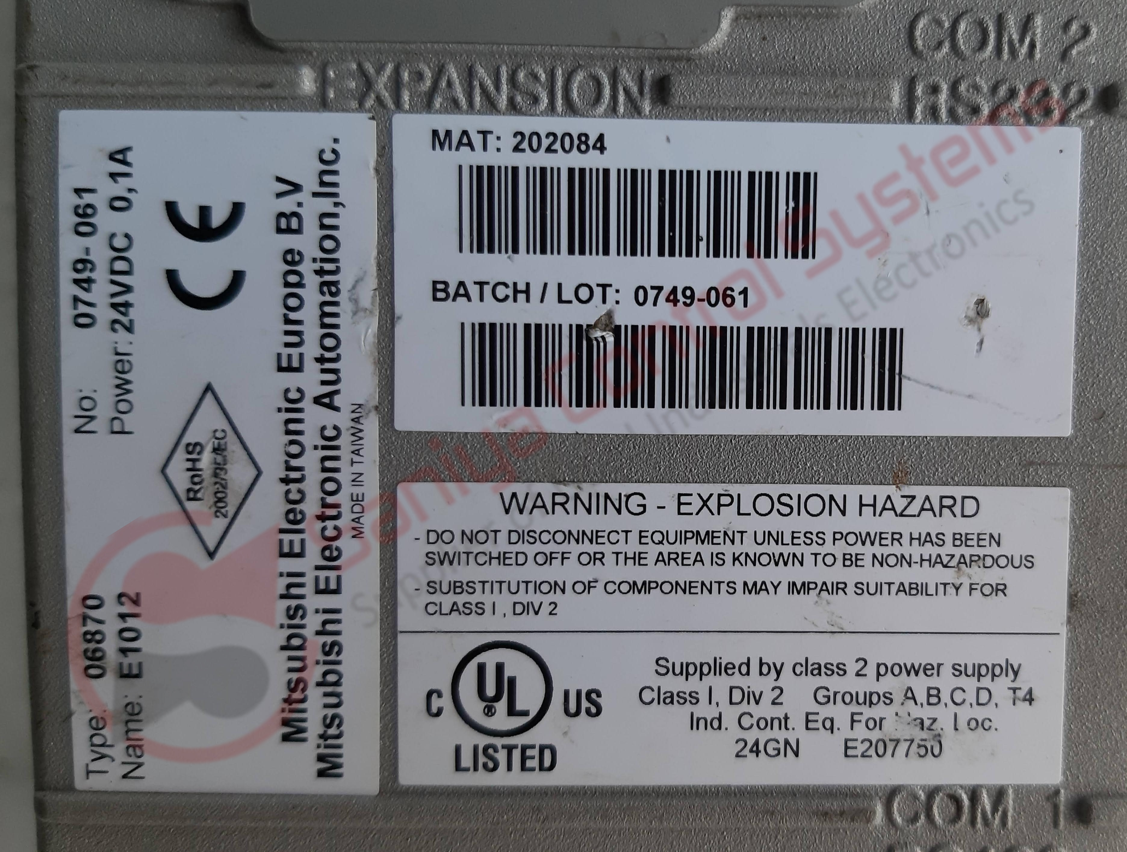 Grey Mitsubishi E1012 Hmi Operator Interface Control Panel