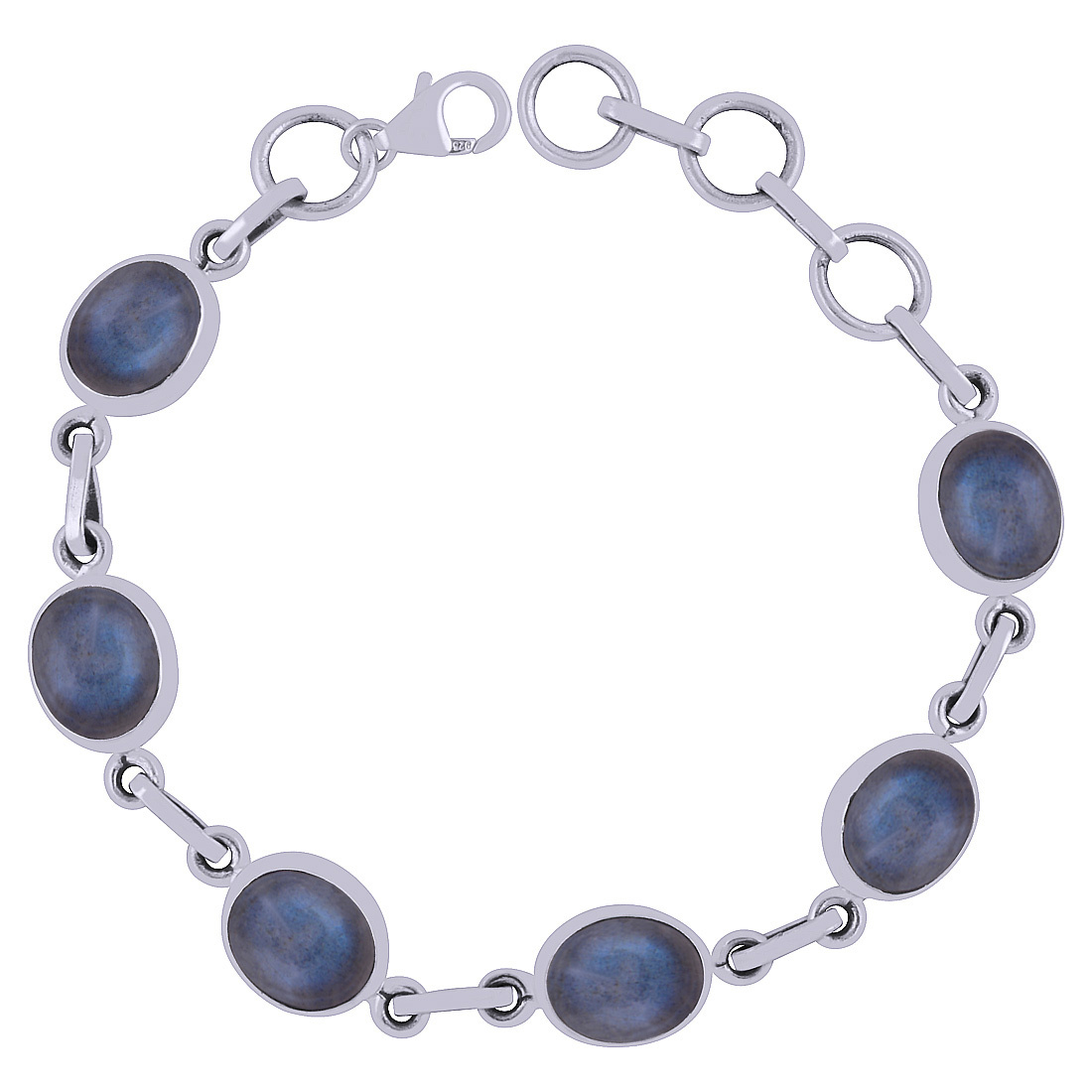 Black Onyx Natural Gemstone 925 Sterling Solid Silver Oval Cabochon Handmade Bracelet Diameter: Length:8.5 Inch X Width:10 Mm Inch (In)