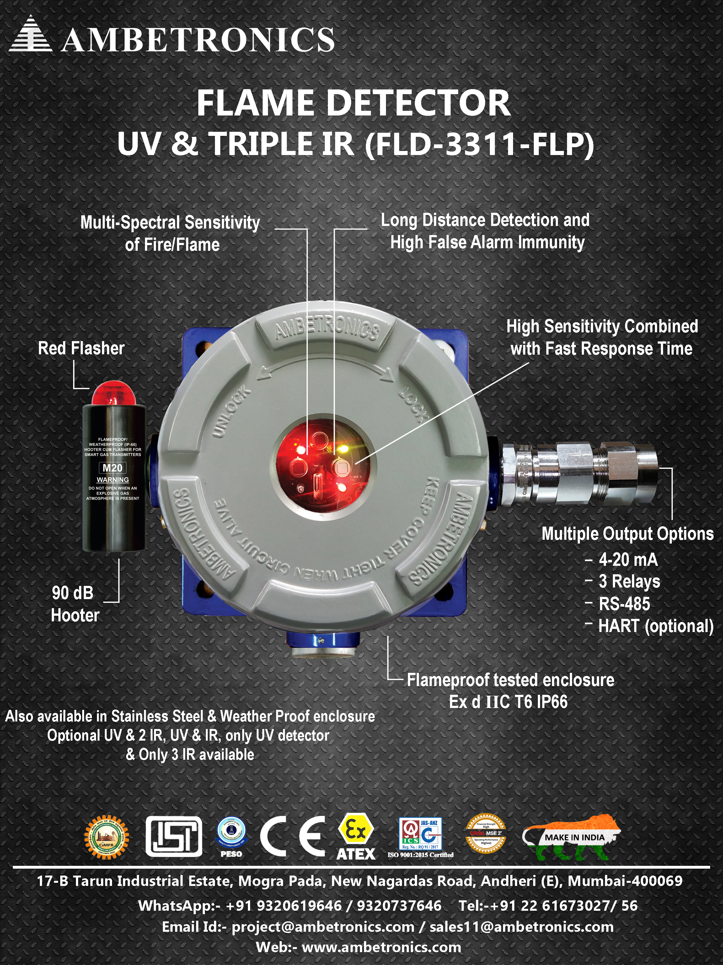 Flame Detector Uv And Triple Ir In Ss - Color: Grey